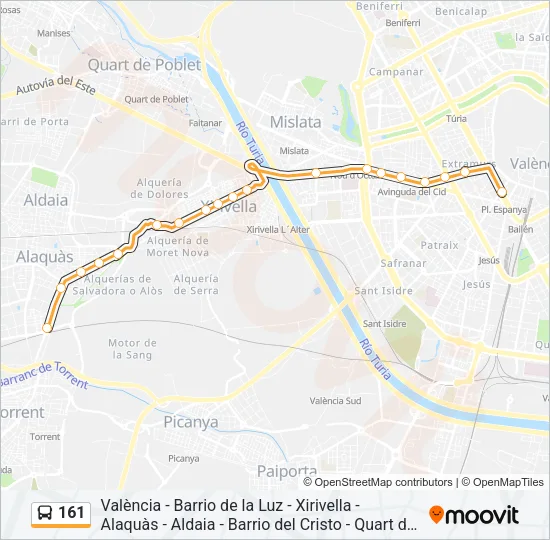 161 bus Mapa de línia