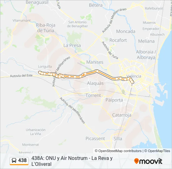 438 Bus Line Map