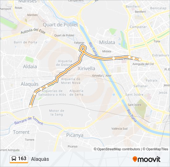 163 Bus Line Map