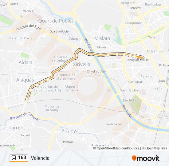163 Bus Line Map