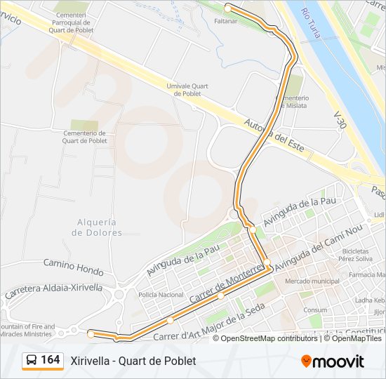 164 Bus Line Map