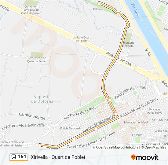164 Bus Line Map