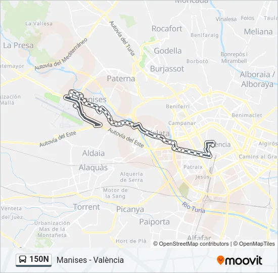 150N Bus Line Map