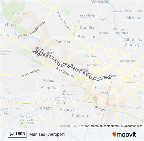 150N Bus Line Map