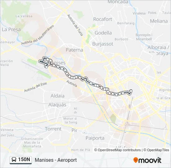 150N Bus Line Map
