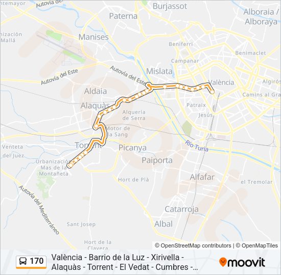 170 Bus Line Map