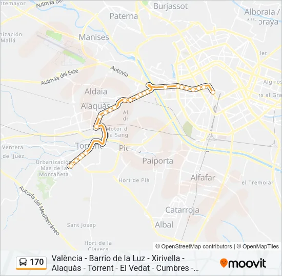 170 Bus Line Map