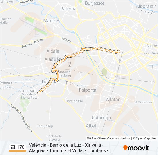 170 Bus Line Map