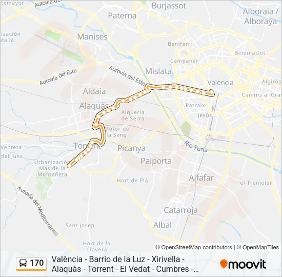 170 Bus Line Map