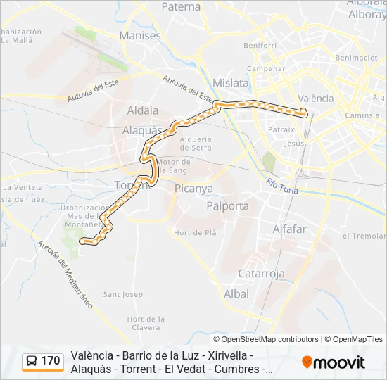 170 Bus Line Map