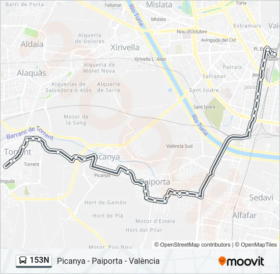 153N bus Mapa de línia