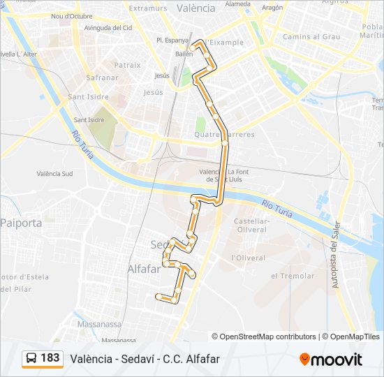 183 Bus Line Map