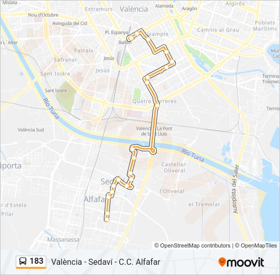 183 Bus Line Map