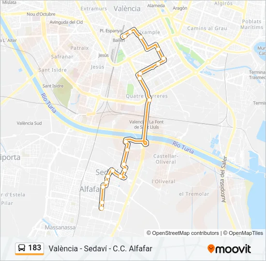 183 Bus Line Map