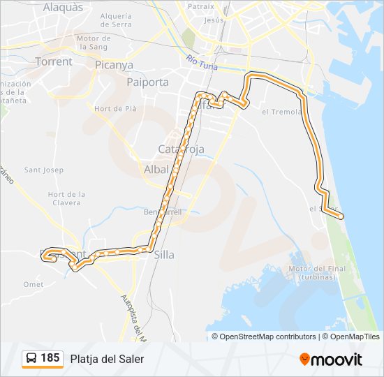 185 Bus Line Map