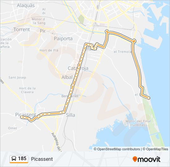 185 Bus Line Map