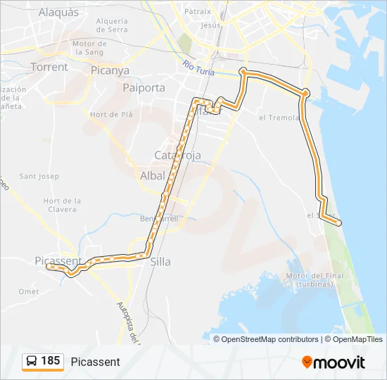 185 Bus Line Map