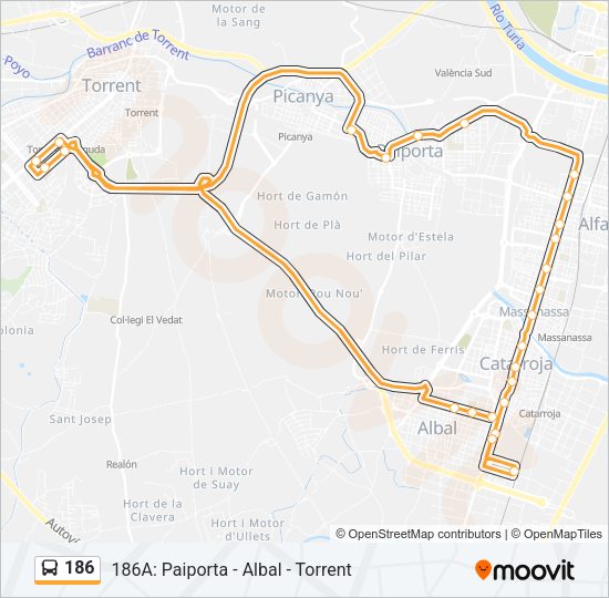 186 Bus Line Map