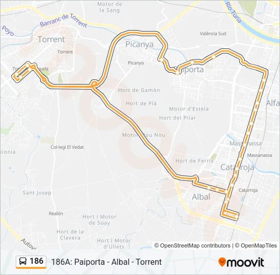 186 Bus Line Map