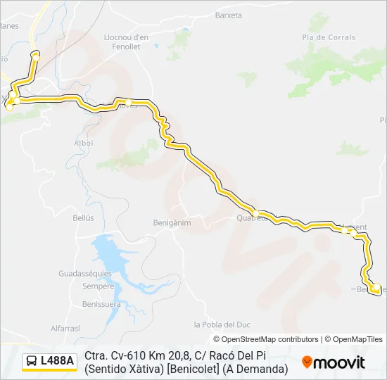 L488A bus Mapa de línia