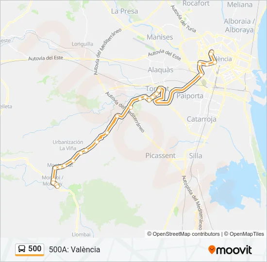 500 Bus Line Map