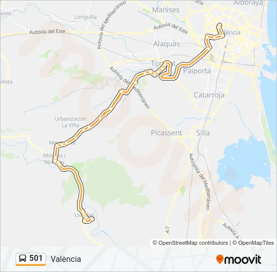 501 Bus Line Map