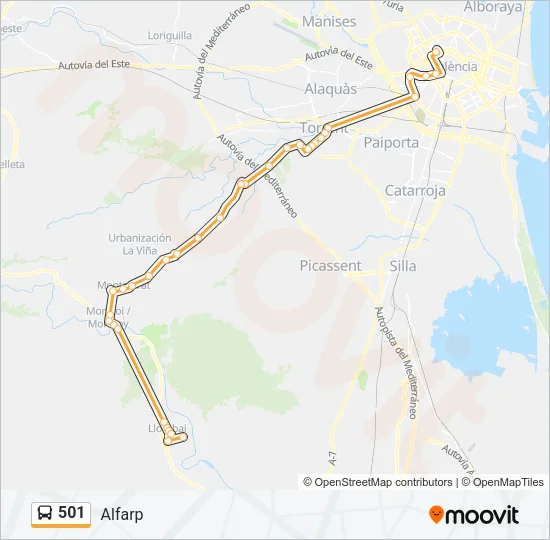 501 Bus Line Map