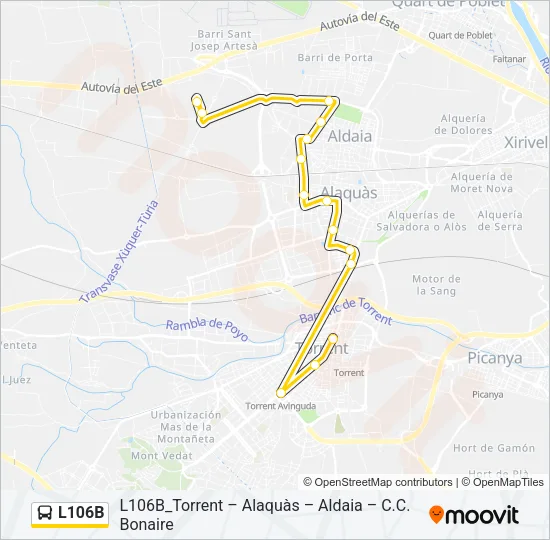 L106B bus Mapa de línia