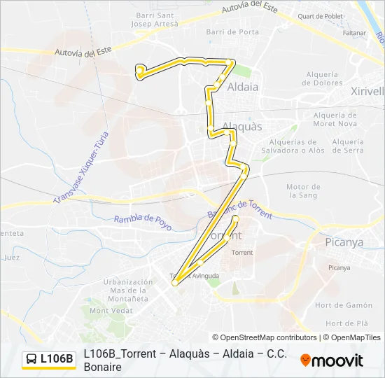 L106B Bus Line Map