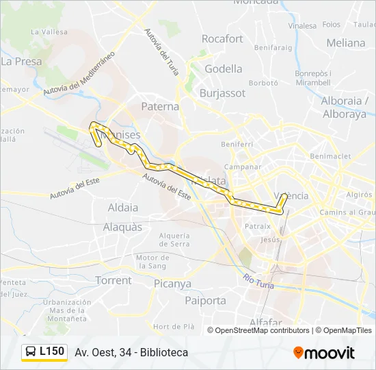 L150 Bus Line Map