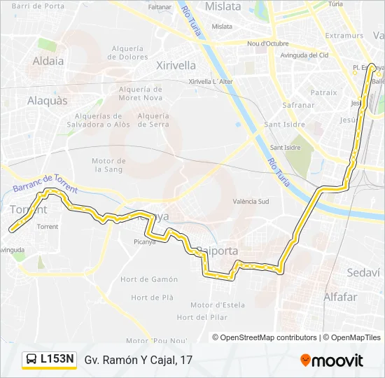 L153N Bus Line Map