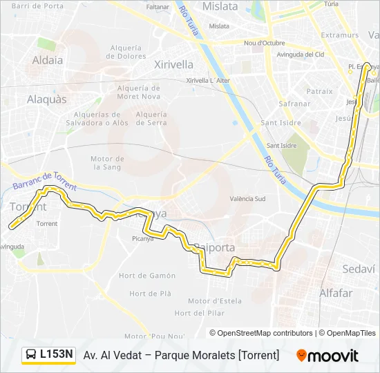 L153N Bus Line Map