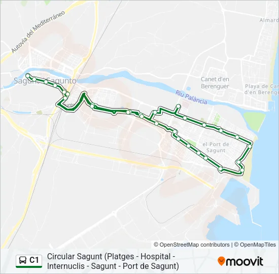 Mapa de C1 de autobús