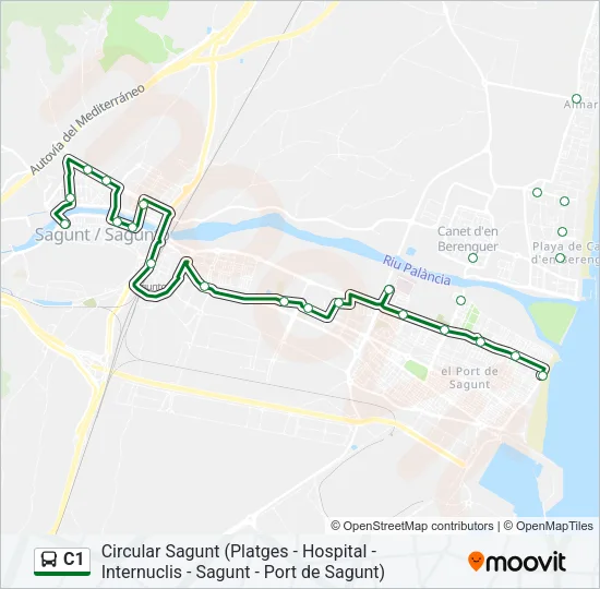Mapa de C1 de autobús