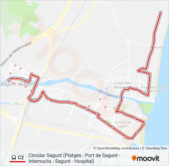Mapa de C2 de autobús