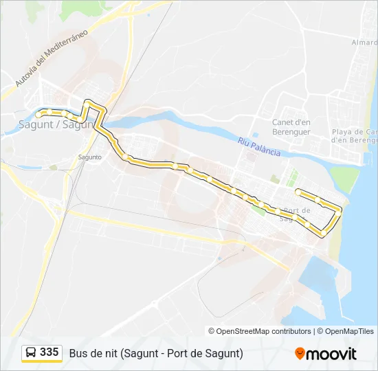 335 bus Mapa de línia