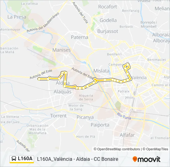 L160A Bus Line Map