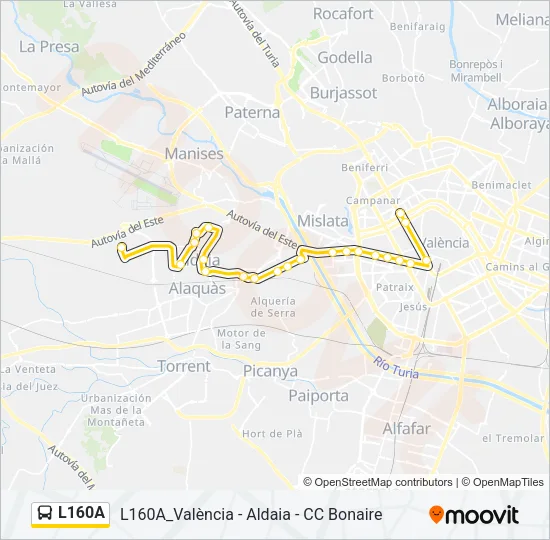 L160A Bus Line Map