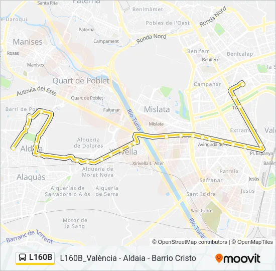 L160B Bus Line Map