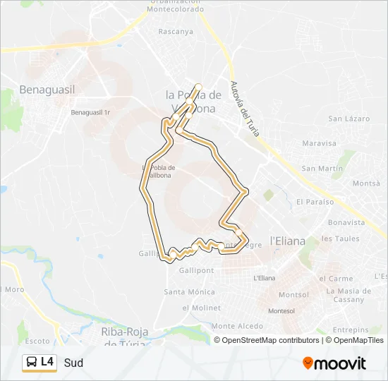 L4 bus Mapa de línia