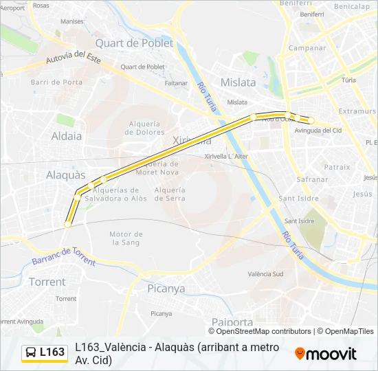 L163 Bus Line Map