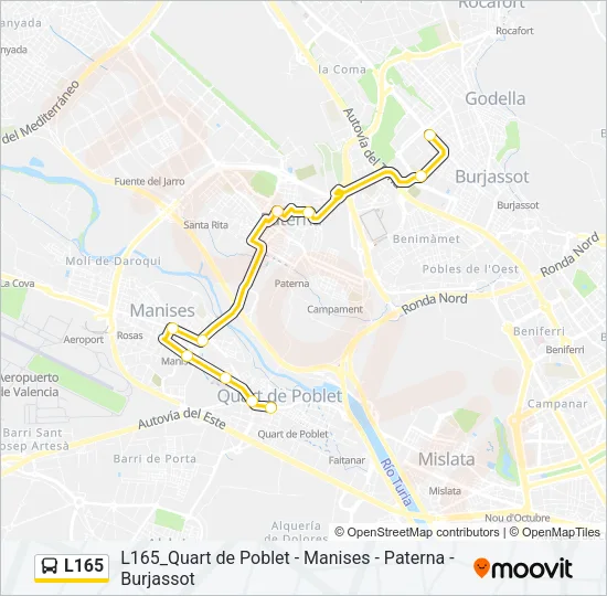 L165 bus Mapa de línia