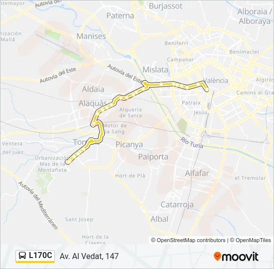 L170C bus Mapa de línia