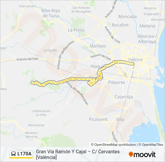 L170A Bus Line Map