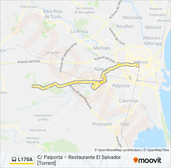 L170A Bus Line Map