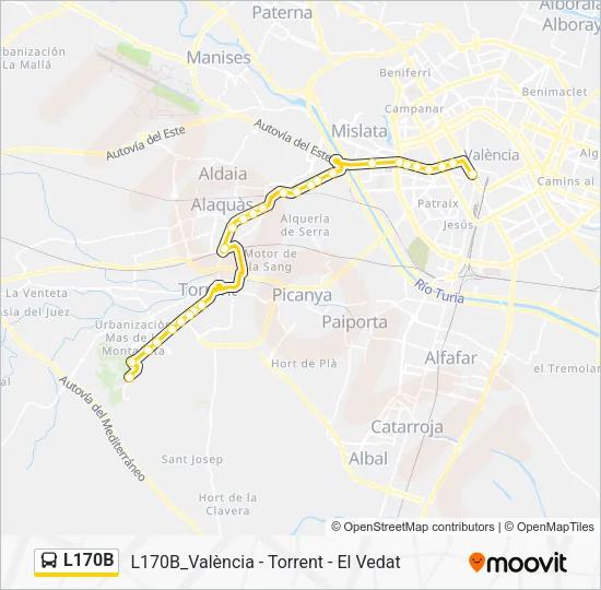 L170B Bus Line Map