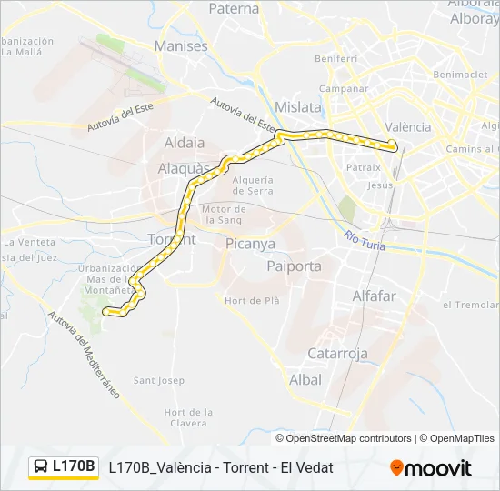 L170B Bus Line Map