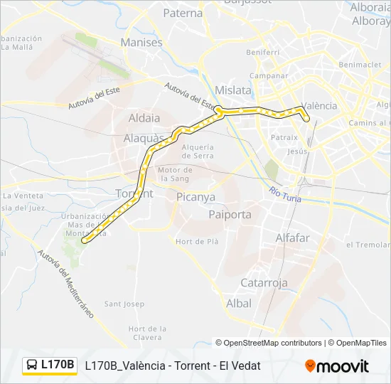 L170B bus Mapa de línia