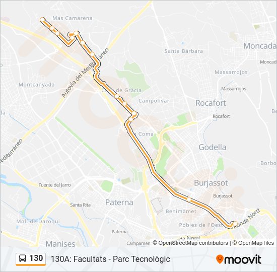 130 Bus Line Map