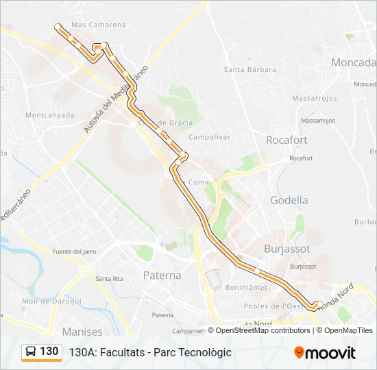 130 Bus Line Map